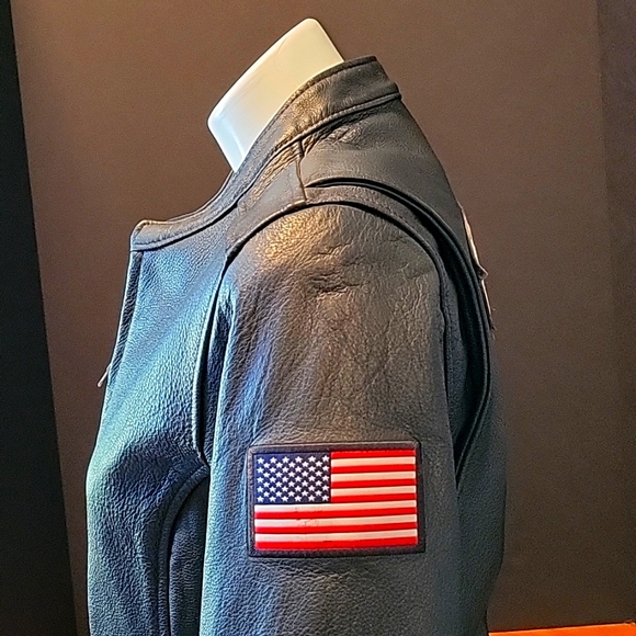 Harley Davidson Black Leather Embroidered Jacket Size Medium - Picture 3 of 6